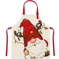 Christmas polyester apron featuring a festive cartoon gnome with red straps and neck tie - Christmas B / Beige Christmas Gnome