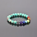 Ethnic Tree of Life chakra bracelet with turquoise beads and multi-color stone charms - Green Imperial Stone Tree of Life 7 Chakra Bead Bracelet