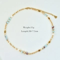 Collana con perle azzurre e catena in acciaio inossidabile dorato con peso di 11g - Catena in Metallo Intrecciata Colorata (1185)