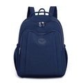Minimalist navy blue nylon backpack with multiple compartments and double top handles - Dark Blue