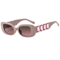 Fashion square pink frame sunglasses with pink gradient lenses and crystal stones - Coffee Frame Tea Pink Lens