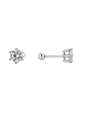 Orecchini a perno esagonale in argento S925 con zircone rotondo e chiusura a vite - Argento 925 / Argento