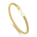 Pulsera de malla de acero inoxidable dorada con un símbolo de infinito pulido único - Dorado