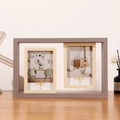Minimalistischer Mehrfach-Fotorahmen aus Holz in Grau und Eiche für 4x6 Zoll Bilder - Holzmaserung Grau 2-Öffnung (2x 6-Zoll)