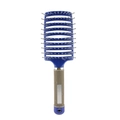 Blue vented hair brush with curved design and non-slip handle for mens styling - Without Boar Bristle / Deep Blue (without Boar Bristle)