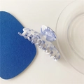 Pinza per capelli in acetato con motivo marmorizzato blu e bianco stile porcellana - 5# Molletta a Costine