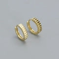Minimalistische vergoldete S925 Sterling Silber Creolen mit vertikalem Streifendesign - 925er Silber / Goldgelb
