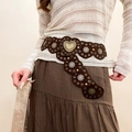 Ceinture vintage en cuir marron à cœurs avec rivets et boucle florale chic - 71# Marron Cœur Épissé Rivet