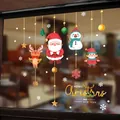 Adesivo natalizio dorato con Babbo Natale, renna e pupazzo di neve per vetrine e vetri - 6297-Babbo Natale Renna Cartone Animato Set