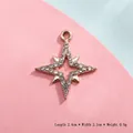 Golden snowflake pendant with white rhinestones for DIY jewelry, size 2.4cm x 2.1cm - Gold North Star