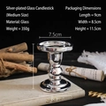 Silver plated Roman column glass candle holder for elegant tabletop decoration - Electroplated Silver Medium