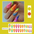 Rainbow gradient stiletto press-on nails with flame pattern and rhinestone accents - BKS2950 Colorful Smudge Nails