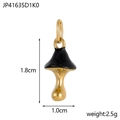 Dettaglio pendente a fungo dorato con smalto nero, mostra 1,8 cm di altezza e 1,0 cm di larghezza - Oro + Nero