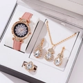 5-Piece Set (Waterdrop / No Box) / Pink Jewelry Set