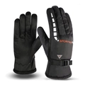 Men's black thermal winter sports gloves with reflective strips and non-slip palm grip - One Size / Triangle Red