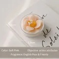 Pink succulent scented candle in glass jar with English Pear and Freesia aroma - Pink Anemone