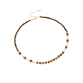 Collar de cuentas vintage de ojo de tigre con separadores dorados sobre fondo blanco puro - Estilo de Cuentas Marrones y Blancas (3#)