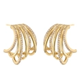 Orecchini a C placcati in oro a più strati con micro-pavé di pietre di zircone bianco - Oro Zircone Bianco