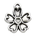 Pendentif fleur argenté avec pétales en forme de cœur et finition antique pour DIY - 1 Pièce Fleur de Cerisier 12x16mm
