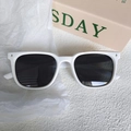 Kids square white frame sunglasses with dark lenses and silver star rivets decoration - Porcelain White