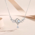 Halskette aus S925 Silber mit Mondstein und funkelnden Zirkonia-Sternen für elegante Damen - 925er Silber / Weißgold (YA0457)