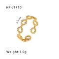 Minimalist 18k gold plated open ring featuring a geometric hollow circular link design - Minimalist Hollow Ring Style (HF-J1410)
