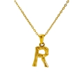 18k gold plated stainless steel initial necklace featuring letter R with bamboo texture - Letter R(R)