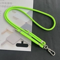 Fluorescent green 8mm adjustable crossbody phone lanyard with silver metal clips - 8mm Dual Adjustable / Fluorescent Green