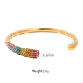 Gold plated titanium cuff bracelet with rainbow crystals and pearl gradient design - Rainbow Gradient Rhinestone Style (SZ25)