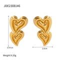 Orecchini a cuore a doppio strato in acciaio inossidabile placcato oro 18K con finitura martellata - Stile Cuore d'Oro (JDE2308146)