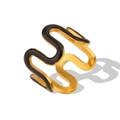 Y2K style 18K gold plated stainless steel ring with black enamel wavy pattern - Cute Enamel Wavy Ring-Black