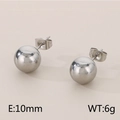 Minimalist 10mm silver stainless steel ball stud earrings weighing 6g for women - Solid Silver Color (10mm)