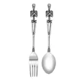 Gothic skull silverware set with skeleton handle spoon and fork in polished stainless steel - Skull Fork and Spoon Set