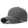 Classic dark grey six-panel baseball cap with curved brim in premium cotton twill fabric - Adjustable / Gray