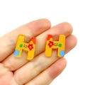 Colorful floral printed yellow acrylic letter H charm for DIY handmade jewelry crafts - Letter H