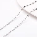 Silver four-leaf clover petal and oval link stainless steel chain for DIY jewelry - Style 03 Clover Chain (FLB074) / 1 Meter