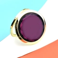 Portable folding handbag hook with purple faceted crystal and golden metal finish - Gold Crystal Purple