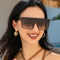 Stylish oversized square tortoiseshell sunglasses with gradient lenses for a trendy look - Leopard Print