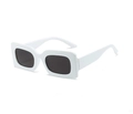 Retro rectangle sunglasses with bold white plastic frame and dark grey lenses for women - White Frame Dark Grey Lens
