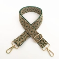 Detail of adjustable ethnic geometric woven strap with gold metal lobster clasps - Dark Green
