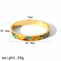 Especificaciones de tamaño del brazalete de esmalte dorado de 10mm y diámetro de 65,4mm - Estilo Geométrico Multicolor con Base Dorada (TB7045-GY)