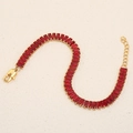 Elegant 18K gold plated stainless steel bracelet with radiant red zircon stones - Gold-Red Bracelet
