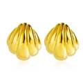 Orecchini a conchiglia in oro lucido con trama a ventaglio su sfondo bianco minimale - 20mm / Oro