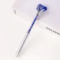 Silver metal ballpoint pen featuring transparent barrel with blue lapis lazuli crystals - Lapis Lazuli