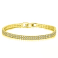 Double-row cubic zirconia tennis bracelet in gold-plated s925 sterling silver - Double Row Tennis Chain 2MM/14K Gold Plated/16.5CM