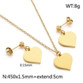 Conjunto de joyas de corazón en acero inoxidable dorado con collar y pendientes - Dorado