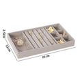 Gray velvet jewelry tray for rings and earrings storage, sized 21x12x2.5cm - Set / Gray
