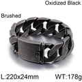 Bracelet gourmette cubaine pour homme en acier noir oxydé brossé, taille 220x24mm - Style 24mm (KB76208-BD)
