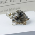 Miniature crystal turtle figurine with golden accents and resin stone filling - 66 Labradorite + Gold Foil