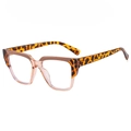 Retro square TR90 anti-blue light glasses frame with stylish tortoiseshell leopard pattern - Pink Leopard